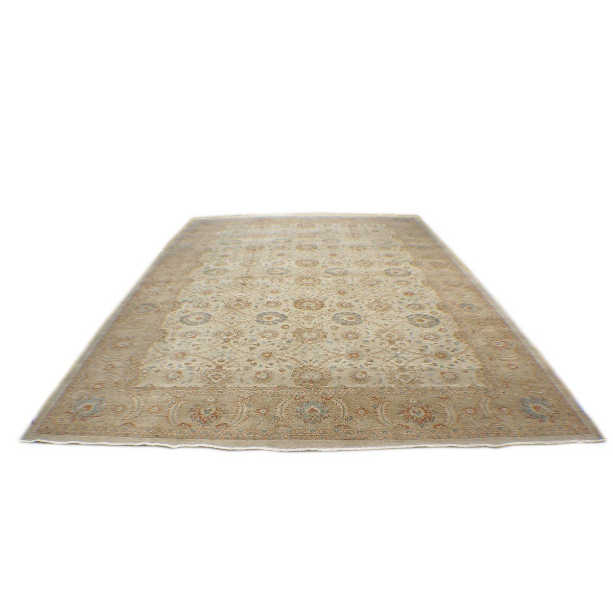Persian Tabriz Haji Jalili Wool & Silk 12X16 Ivory and Tan Area Rug #1140160 image 1