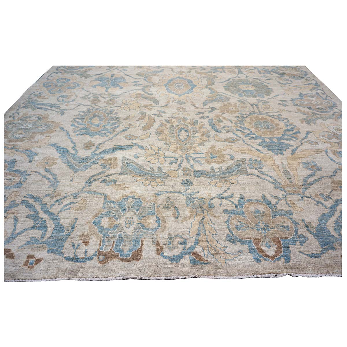 21st Century Persian Sultanabad 10x14 Ivory, Tan & Blue Handmade Area Rug #1141086 image 7