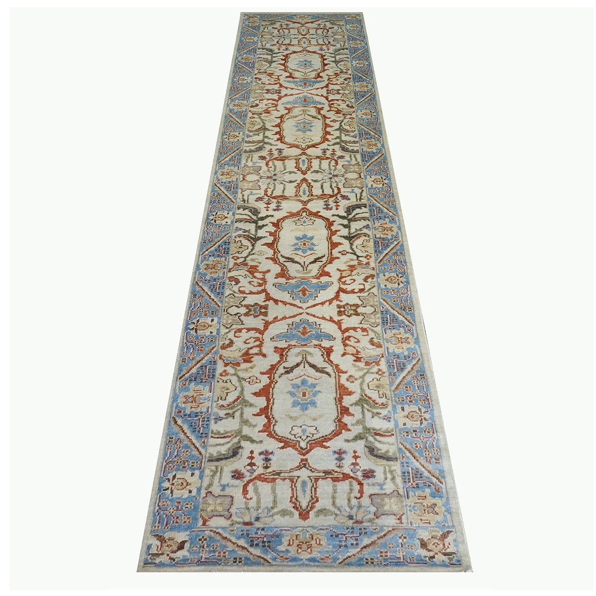 Sultanabad Master 3x14 Slate, Blue, & Red Hall Runner #1143752 image 1
