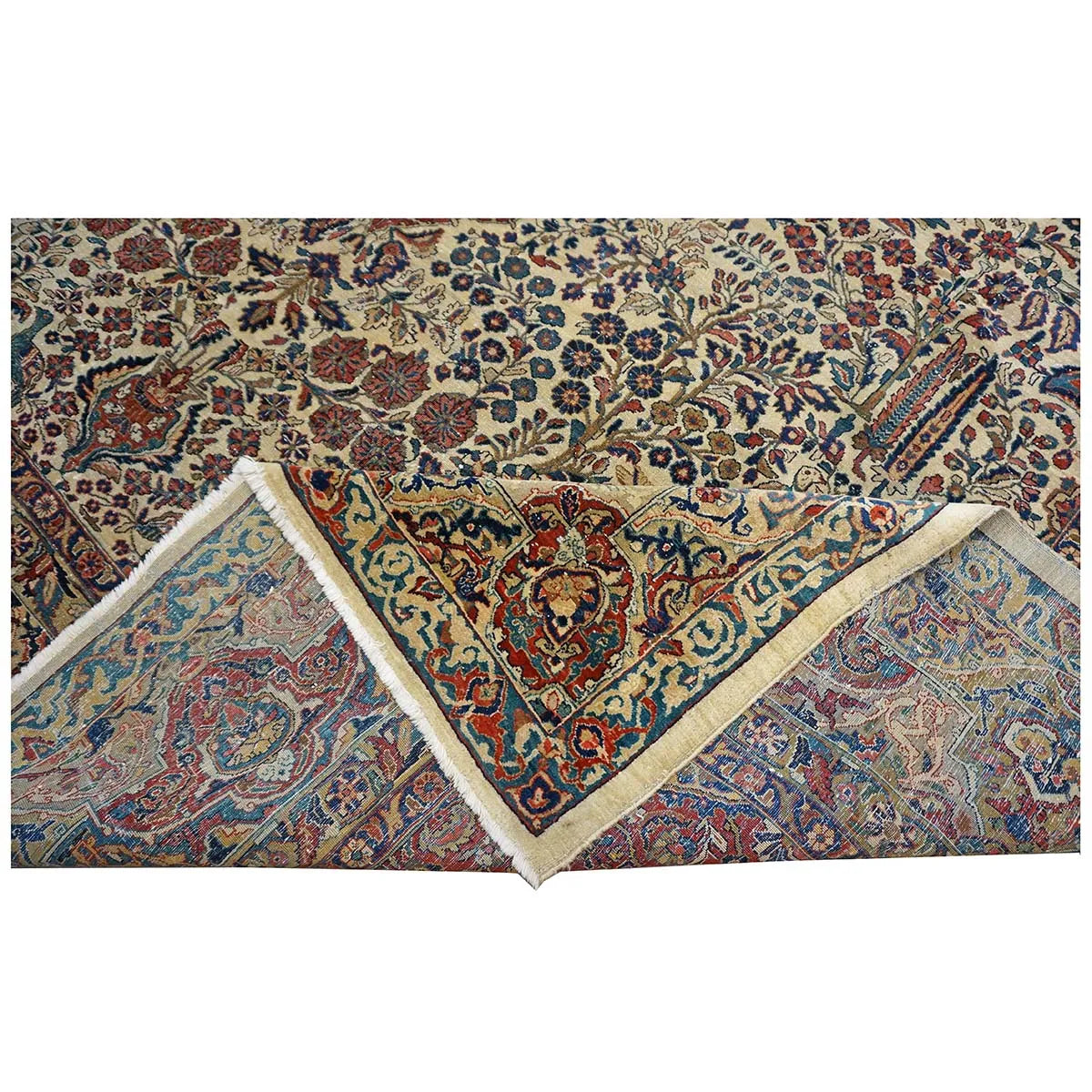 Antique Persian Sarouk Mahajaran 12x19 Ivory, Navy, & Red Oversized Area Rug #1144059 image 15
