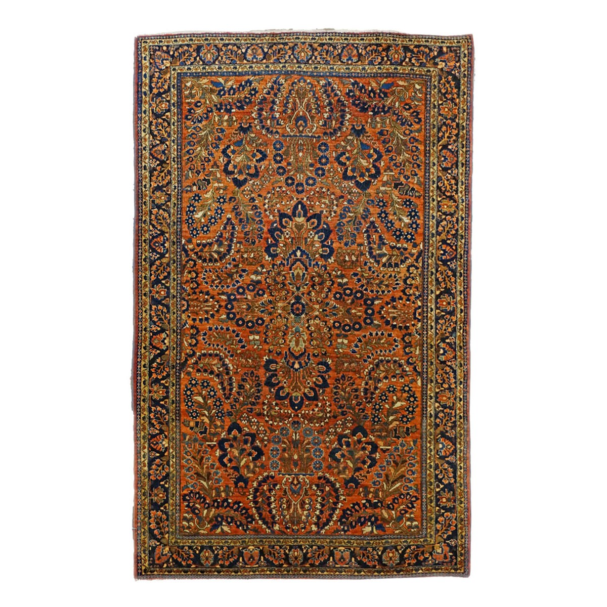 Antique Persian Sarouk 4X7 Rust color Area Rug #9902298 image 1