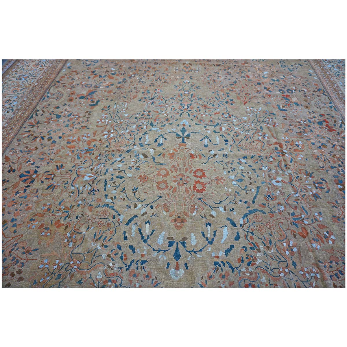 Antique Ziegler Sultanabad 15X21 Wool&Silk Tan Palace Size Rug #9902456 image 14