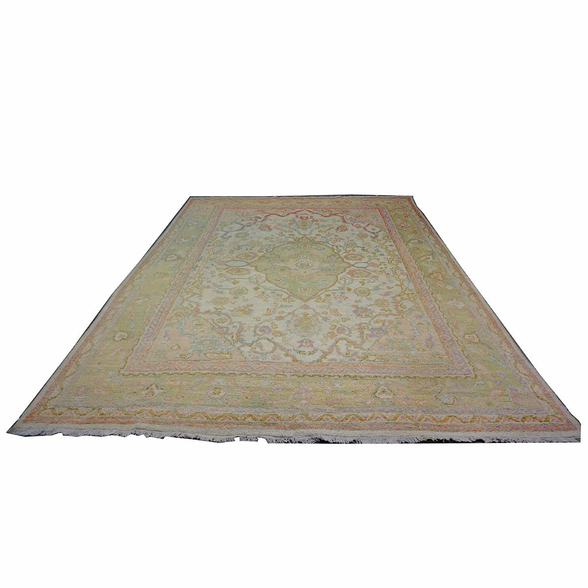 Antique Turkish Oushak 10X13 Olive, Ivory, & Light Red Handmade Area Rug #1144268 image 1