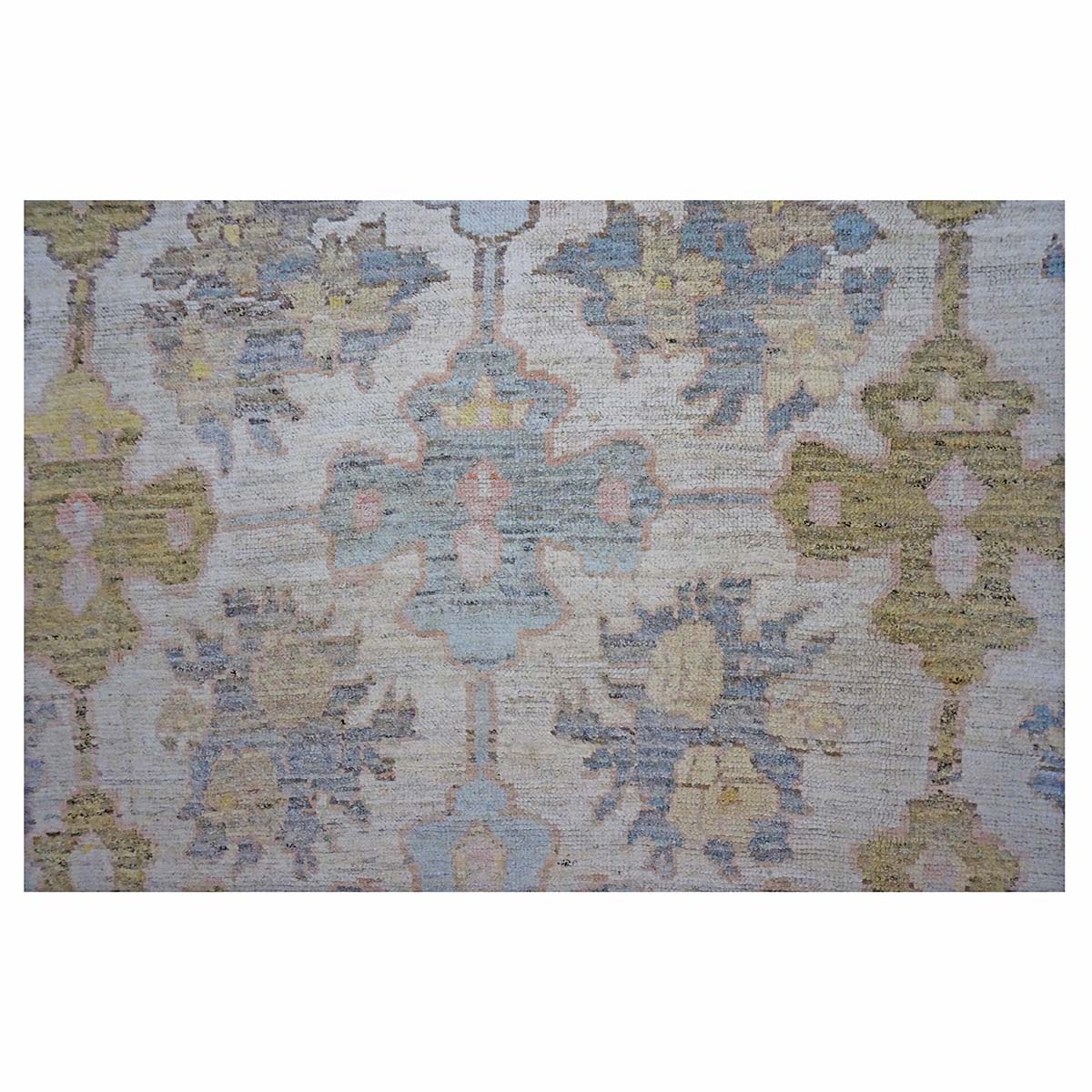 21st Century Turkish Oushak 9X12 Gold, Ivory & Slate Blue Handmade Area Rug #1144133 image 6