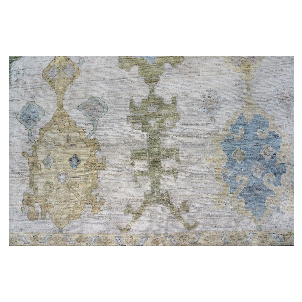 New Turkish Oushak 10x13 Ivory, Blue, & Yellow Handmade Area Rug #114073 image 7