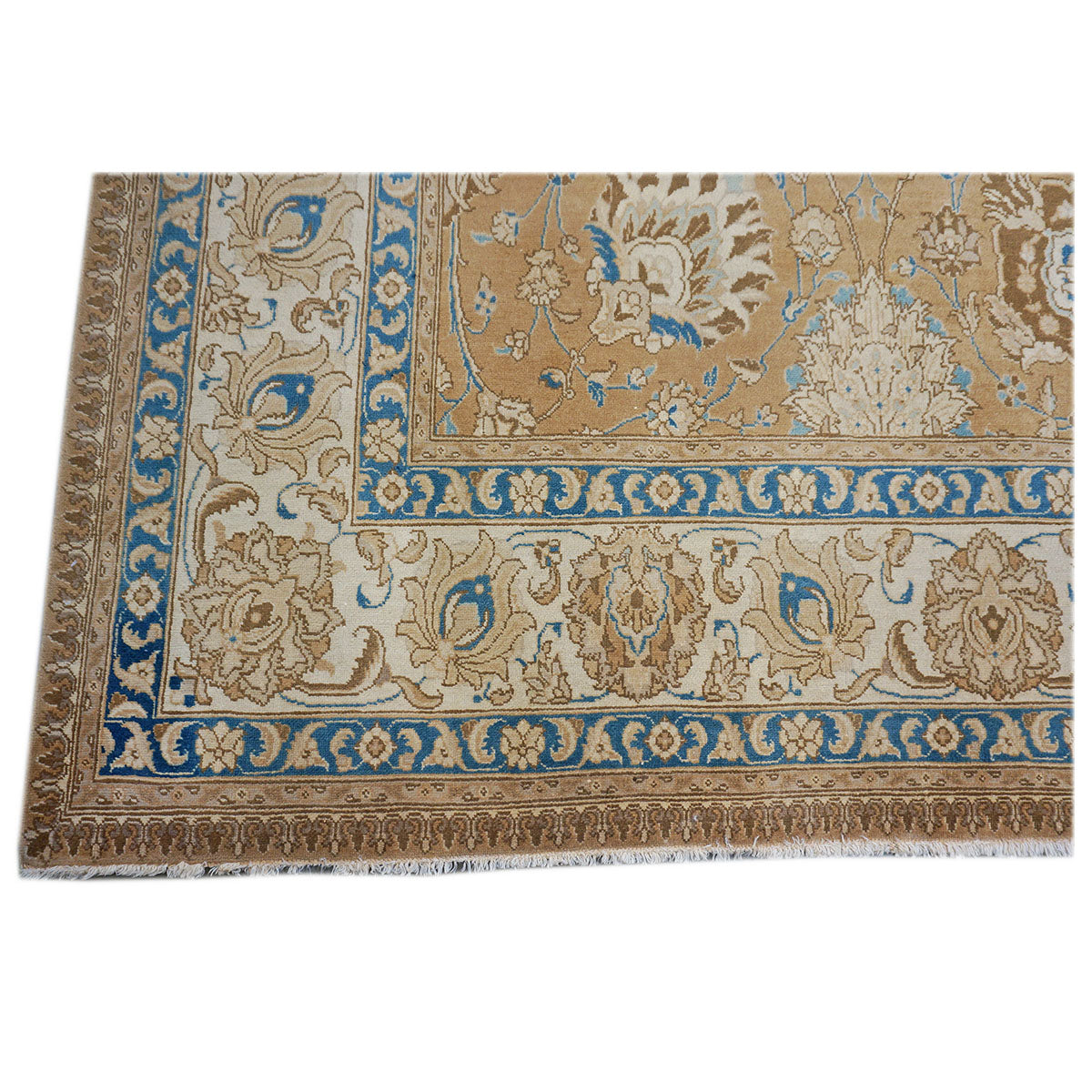 Antique 1940s Persian Tabriz 11x15 Brown, Tan, & Blue Handmade Area Rug #9902886 image 7