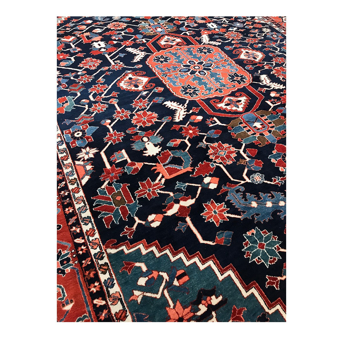 Persian Serapi 13x19 Navy Blue and Rust Oversized Rug #1143922 image 2