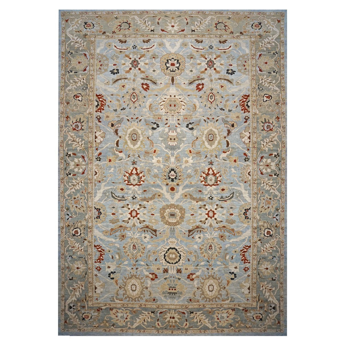 Area Rugs: #1140199 Persian Hand-Knotted Wool Sultanabad  LT. Blue & Green rug 14 x 20 image 0