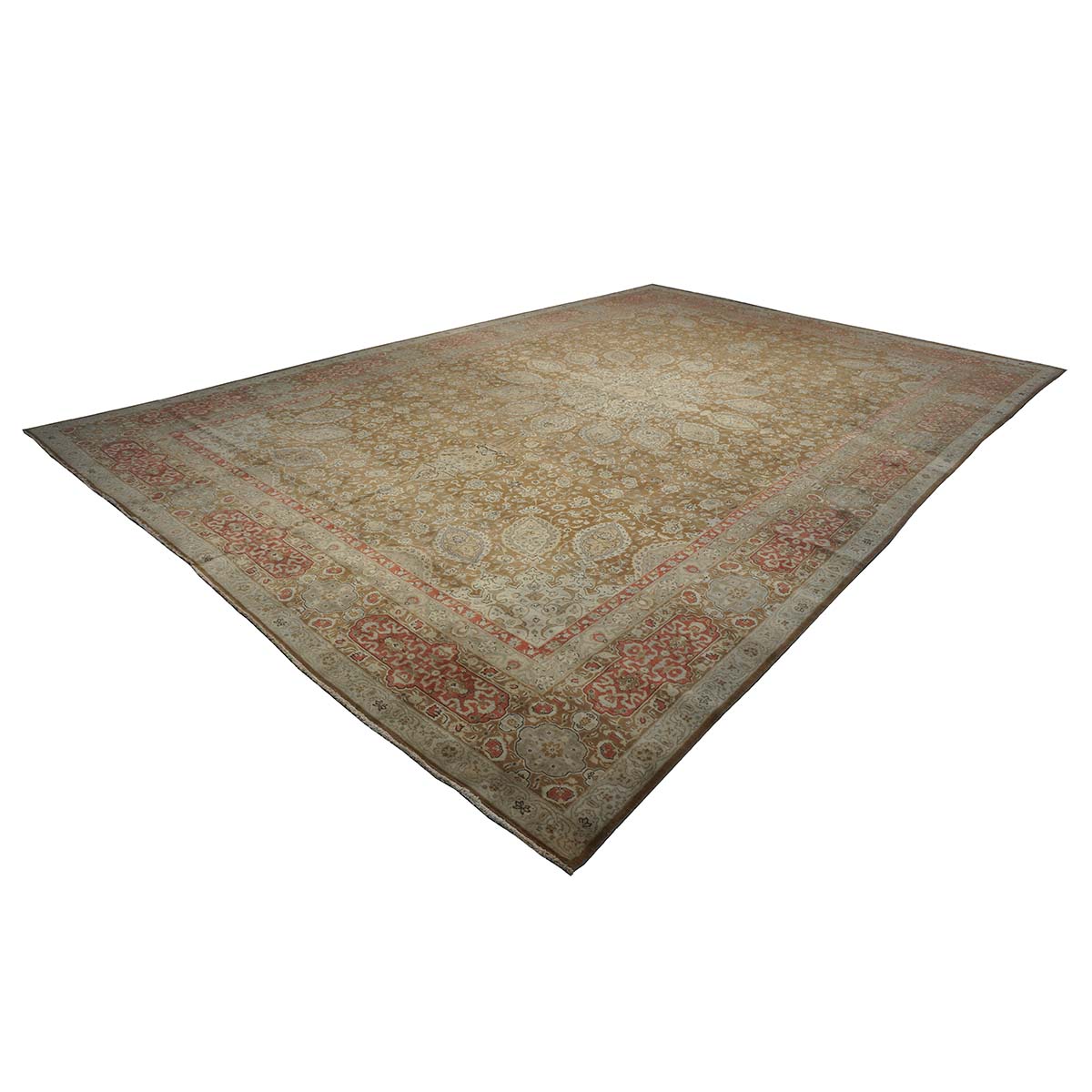 Antique Persian Tabriz 13X20 Brown & Salmon Oversized Area Rug #9902107 image 3