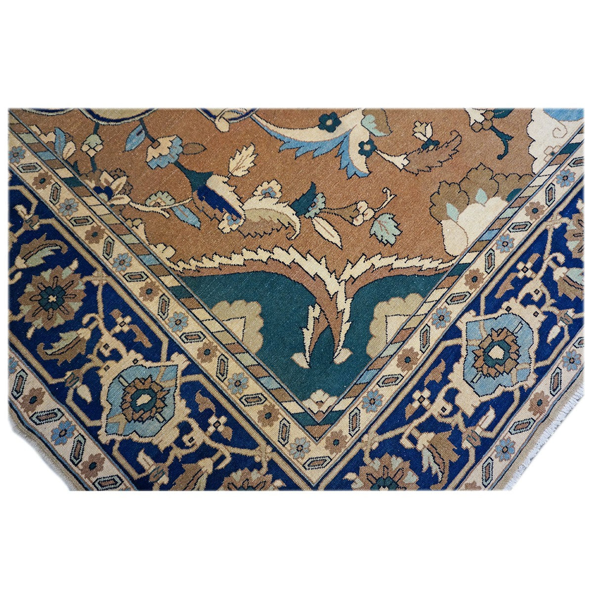 21st Century Persian Heriz 12x15 Tan & Navy Handmade Area Rug #9902016 image 8