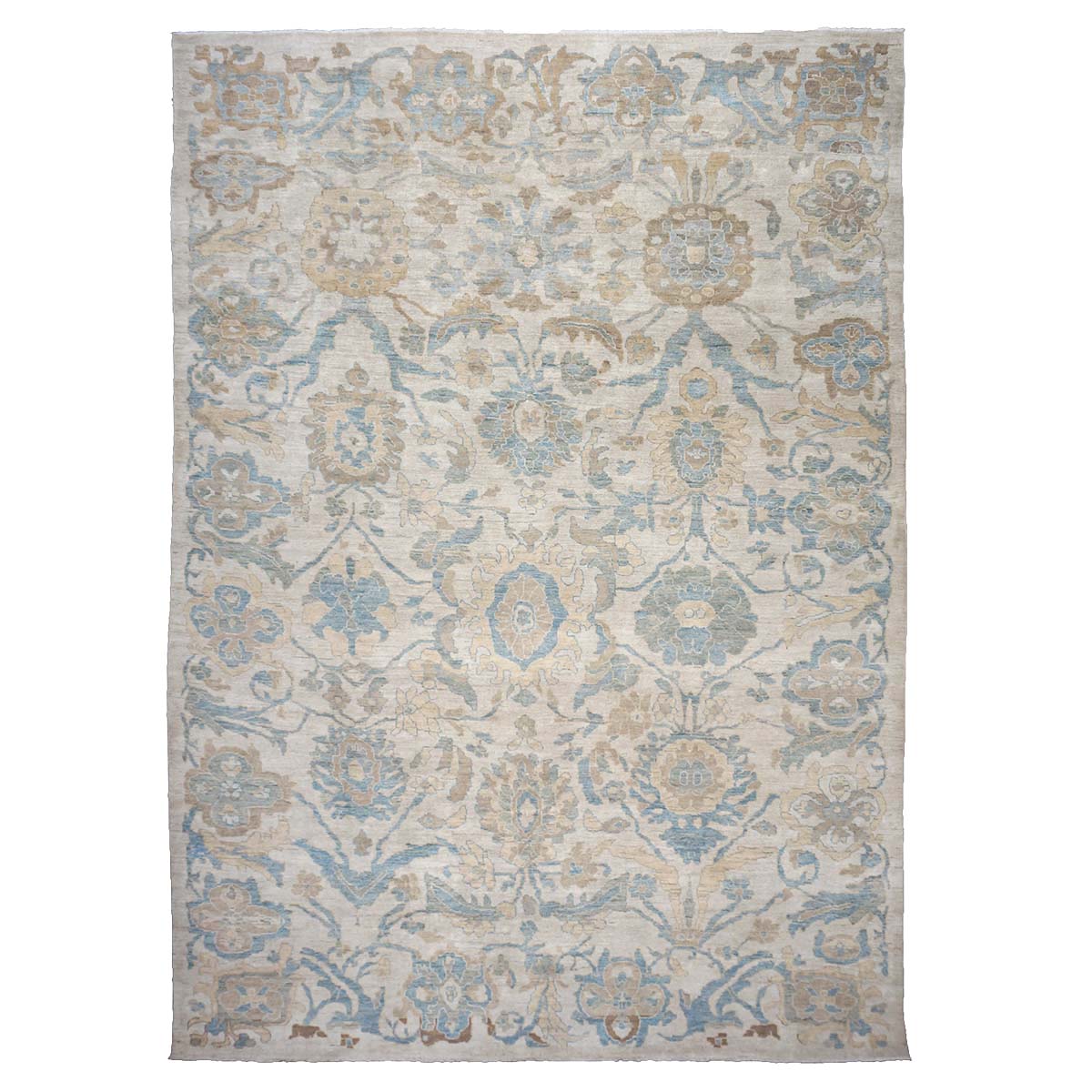 21st Century Persian Sultanabad 10x14 Ivory, Tan & Blue Handmade Area Rug #1141086 image 0