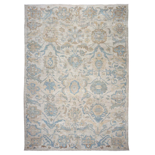 21st Century Persian Sultanabad 10x14 Ivory, Tan & Blue Handmade Area Rug #1141086 image 0
