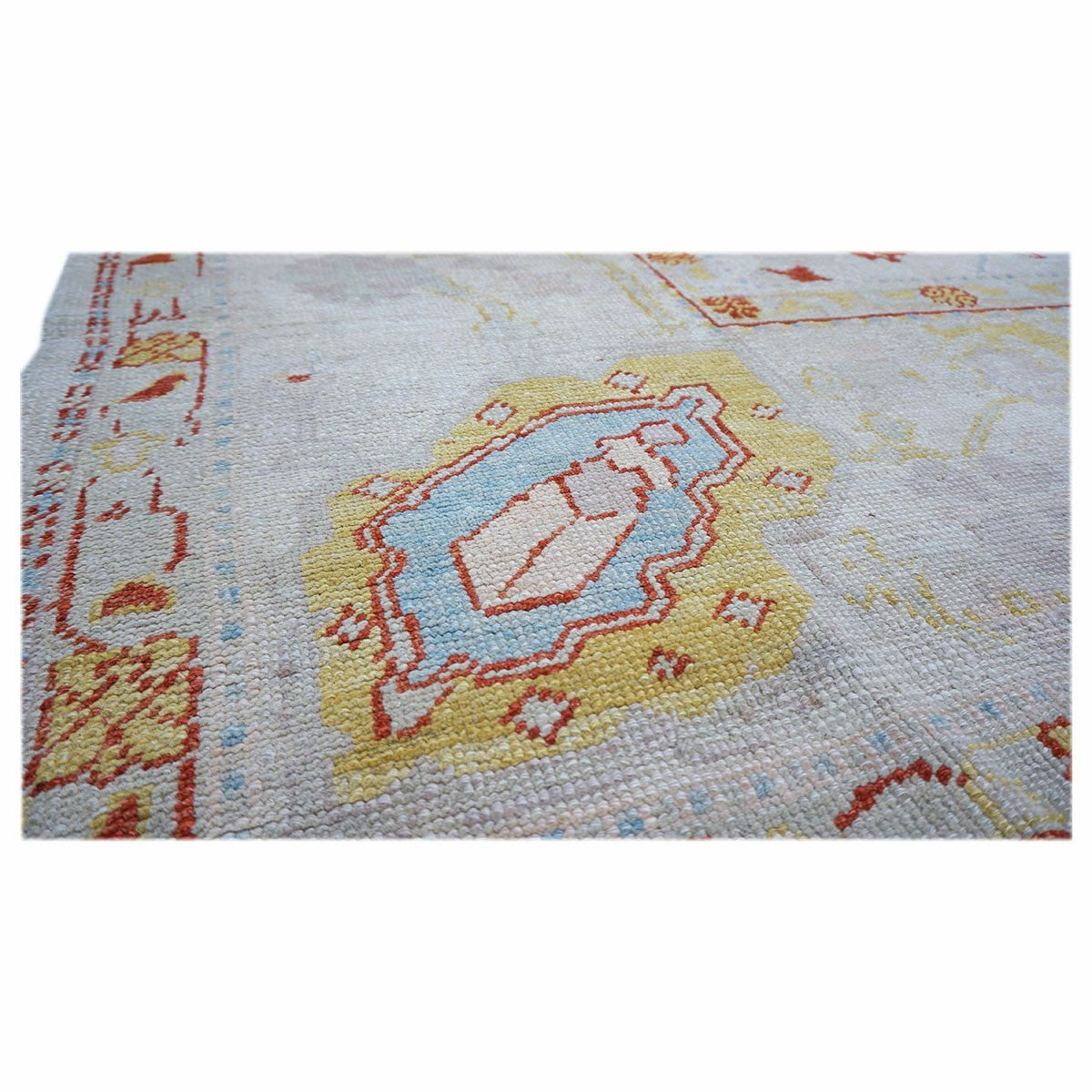 21st Century Turkish Oushak 9x12 Ivory, Rust, & Blue Area Rug #1141267 image 4
