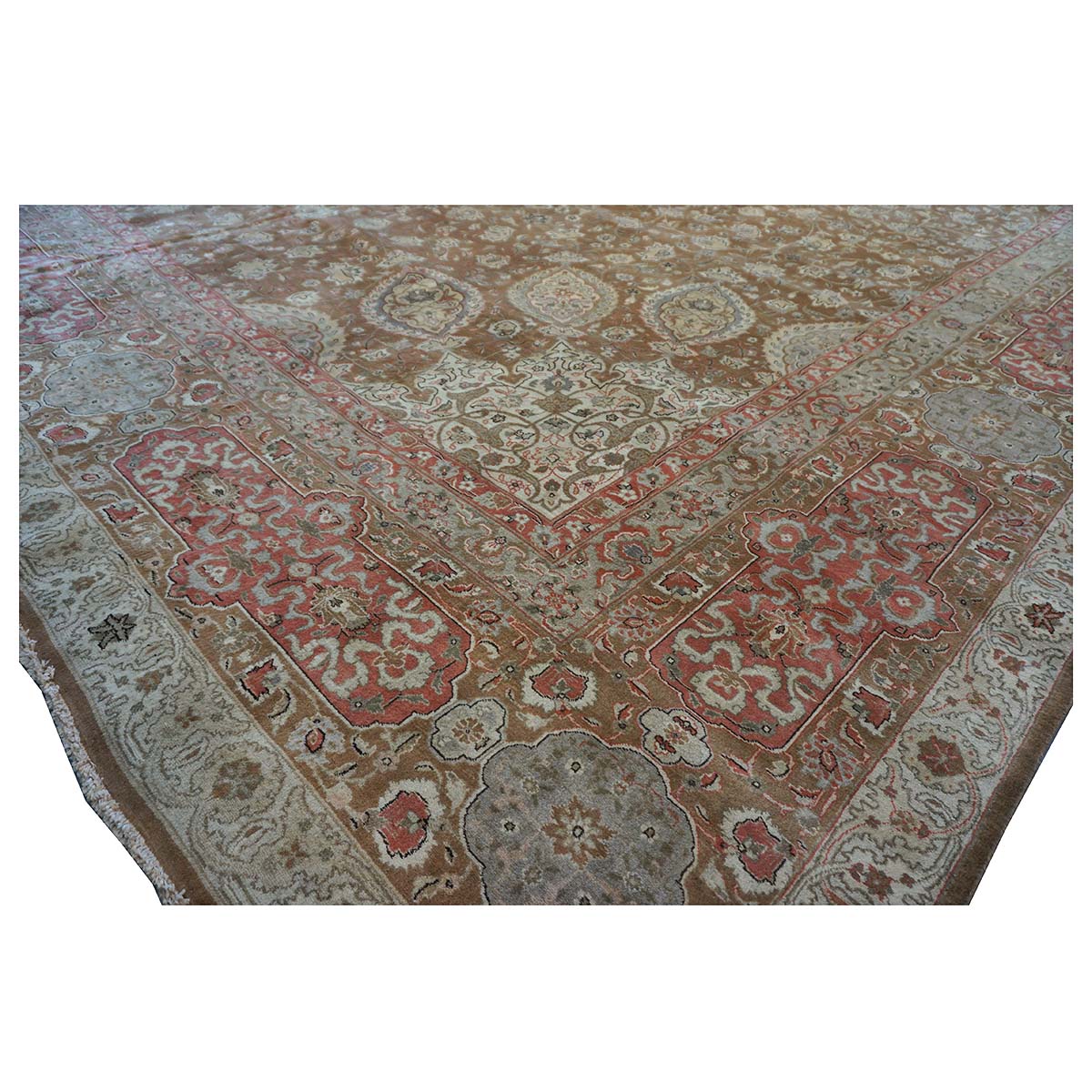Antique Persian Tabriz 13X20 Brown & Salmon Oversized Area Rug #9902107 image 14
