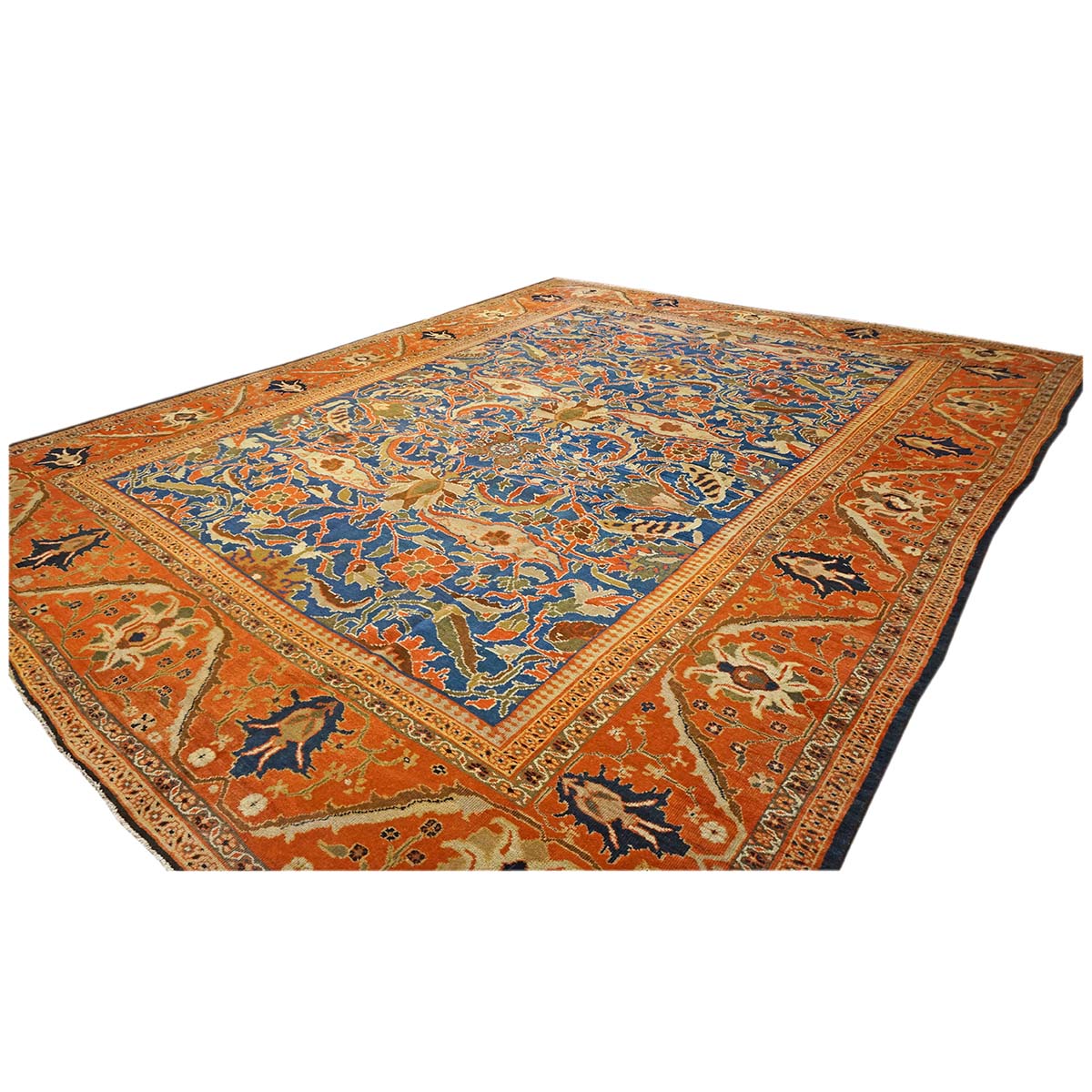 Antique Persian Ziegler Sultanabad 12x15 Orange & Blue Area Rug #1143805 image 4