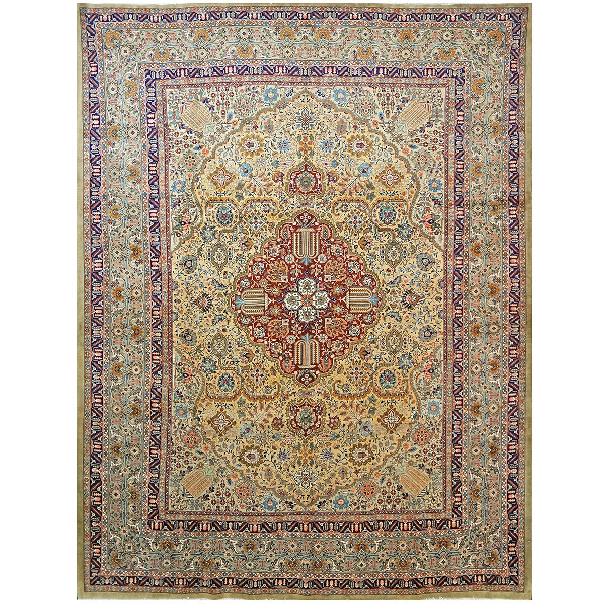 Antique Persian Tabriz 10x13 Tan, Taupe, & Gold Handmade Area Rug #1143243 image 0