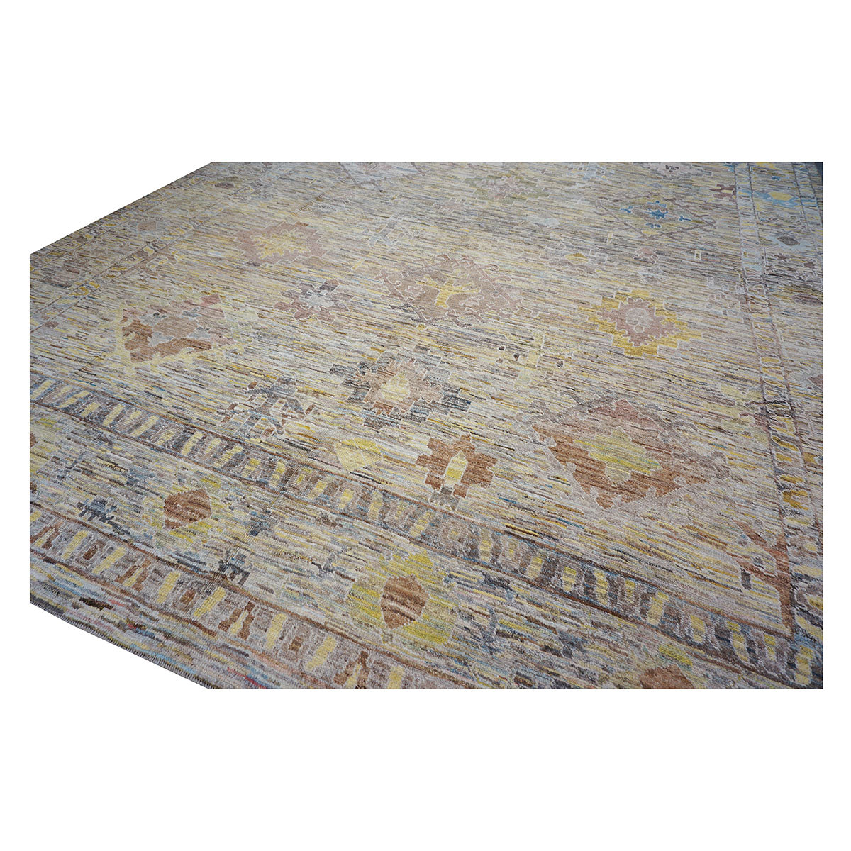 21st Century Turkish Oushak 12X15 Gold, Slate Blue& Ivory Handmade Area Rug #1144127 image 6