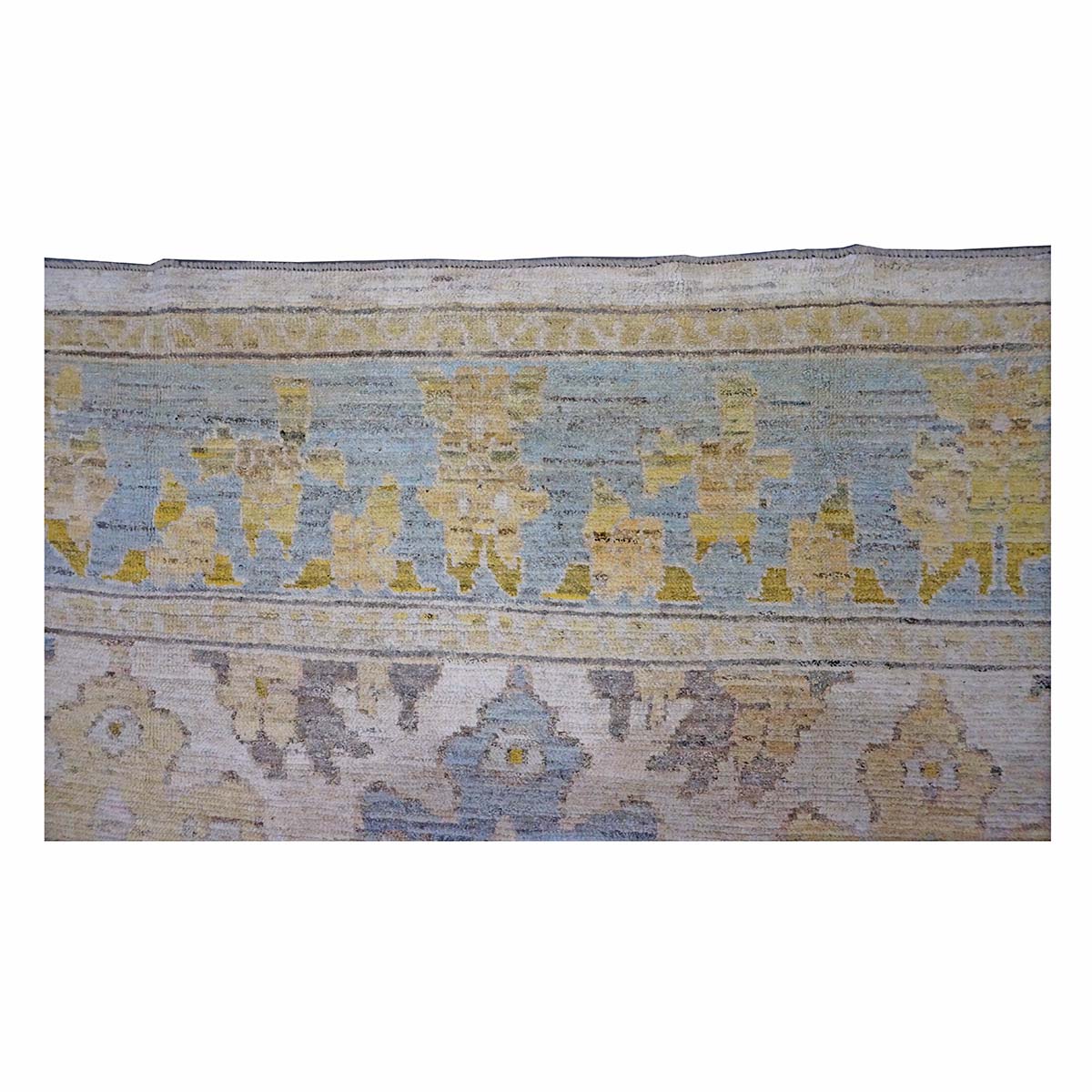 21st Century Turkish Oushak 9X12 Gold, Ivory & Slate Blue Handmade Area Rug #1144133 image 5