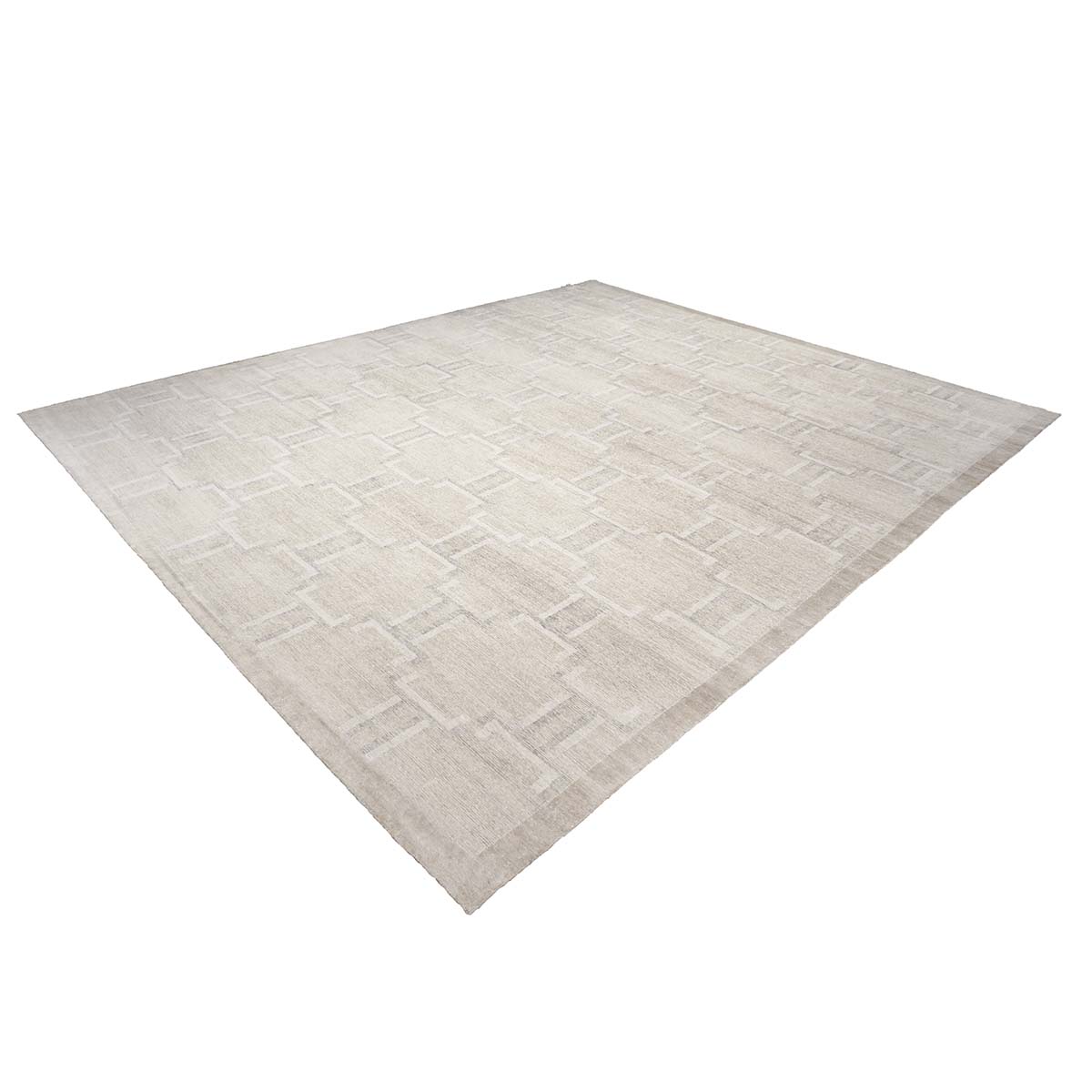 Nepalese Modern Wool & Silk 12X15 Beige, Ivory & Grey Area Rug #1143905 image 5