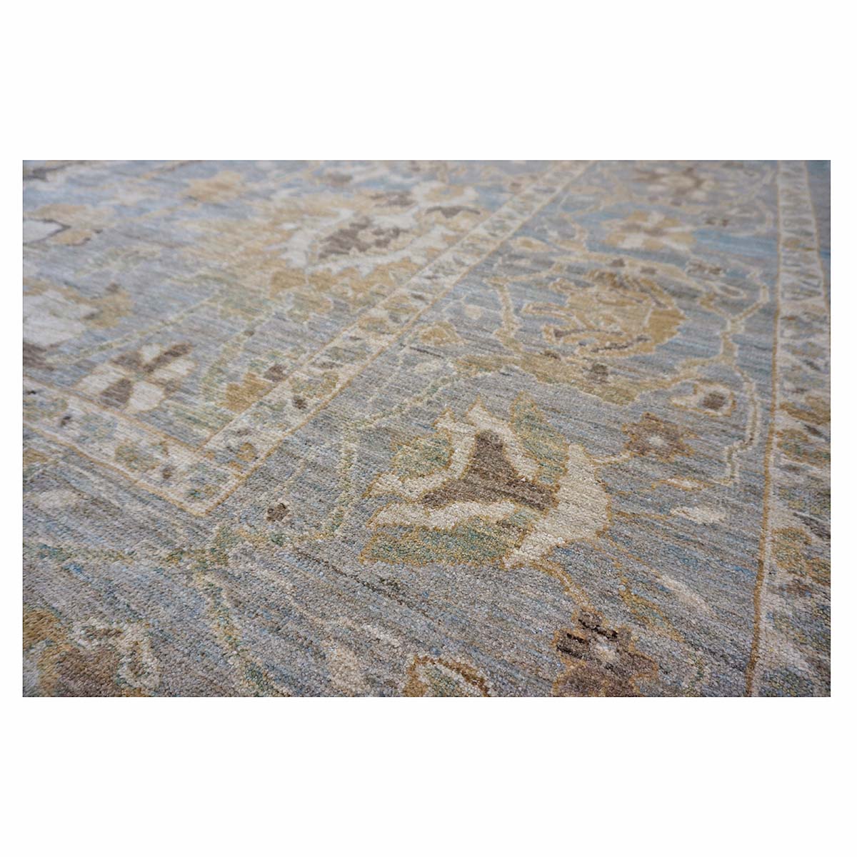 Oversized Persian Sultanabad Master 12x18 Blue, Grey, & Tan Handmade Area Rug #1143042 image 13