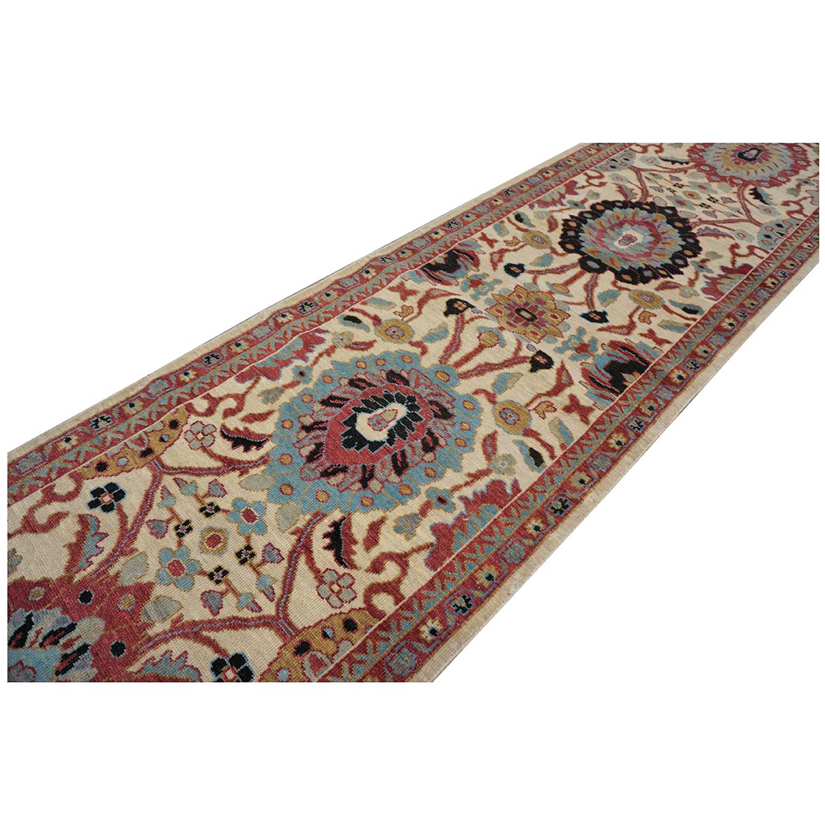 21st Century Sultanabad 3x12 Ivory, Red, & Blue Hall Runner #1143660 image 8