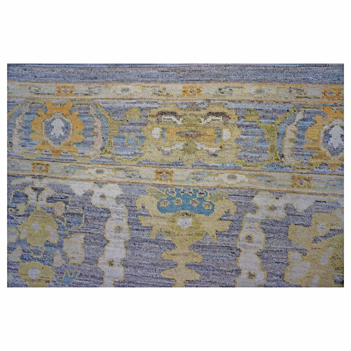 21st Century Turkish Oushak 9X13 Gold, Ivory & Slate Blue Handmade Area Rug image 4
