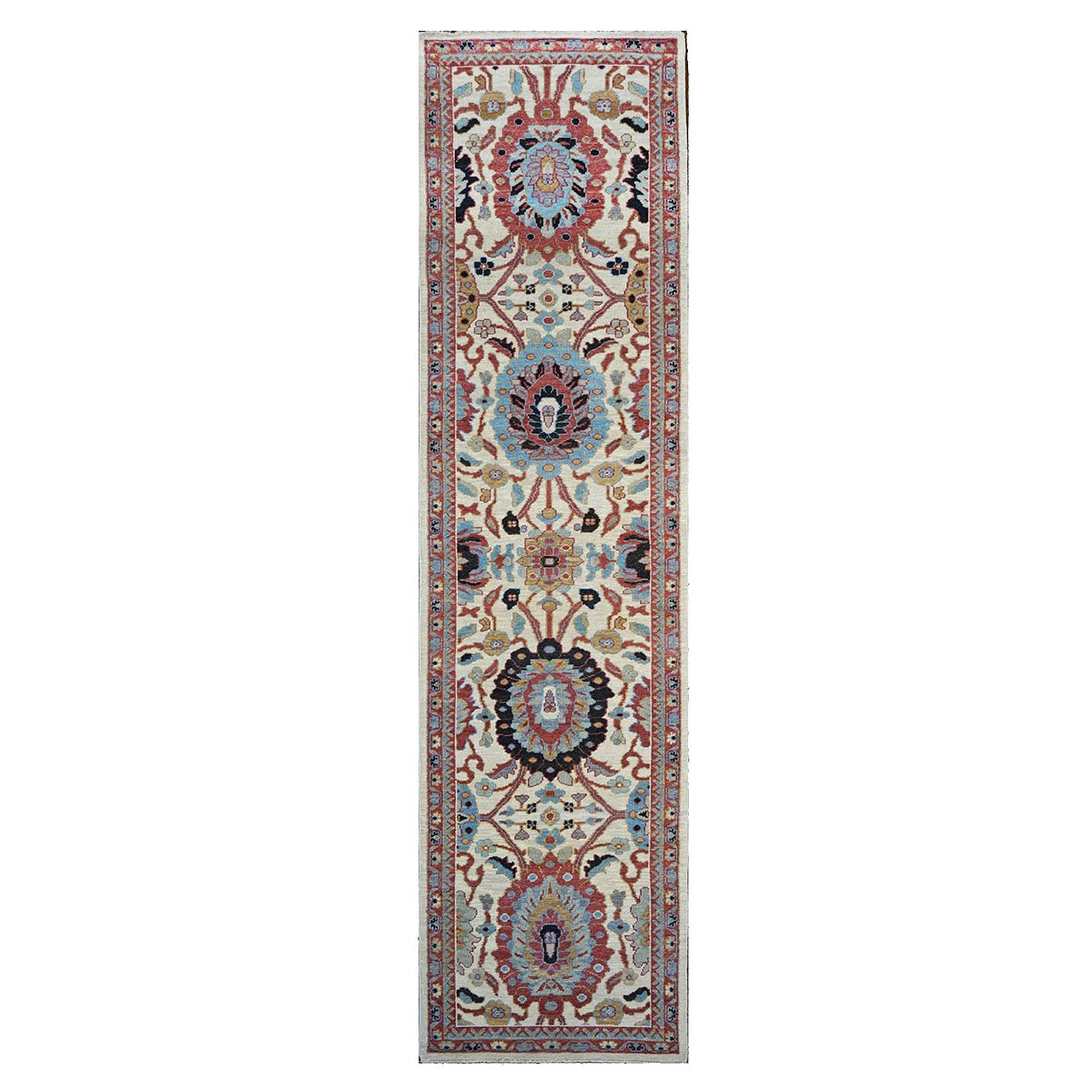 21st Century Sultanabad 3x12 Ivory, Red, & Blue Hall Runner #1143660 image 0