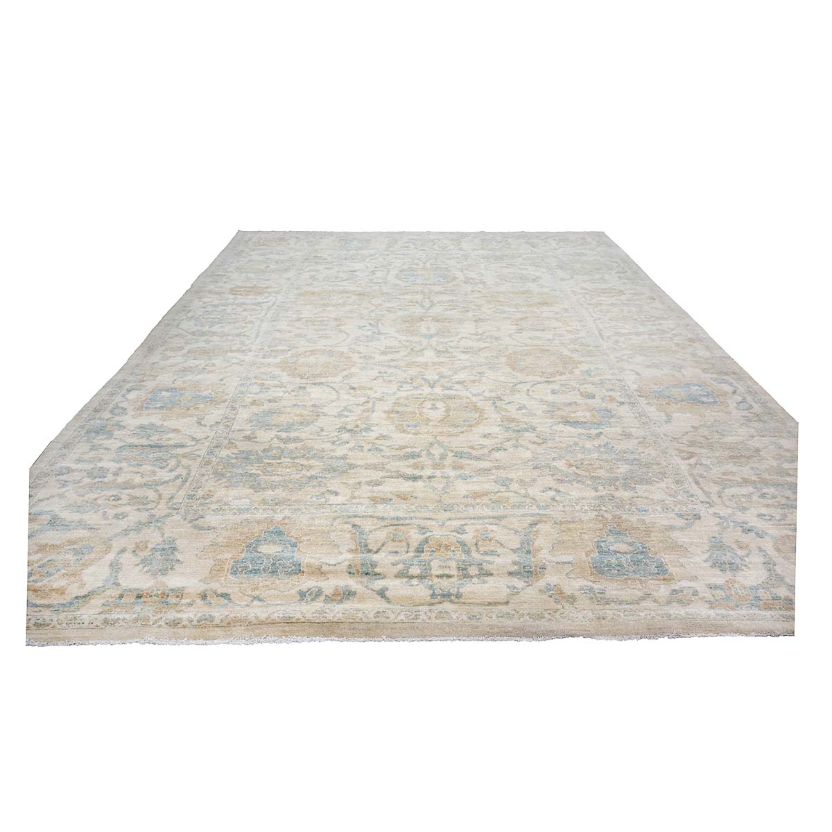 21st Century Persian Sultanabad 12x14 Ivory & Tan Handmade Area Rug #1142482 image 1