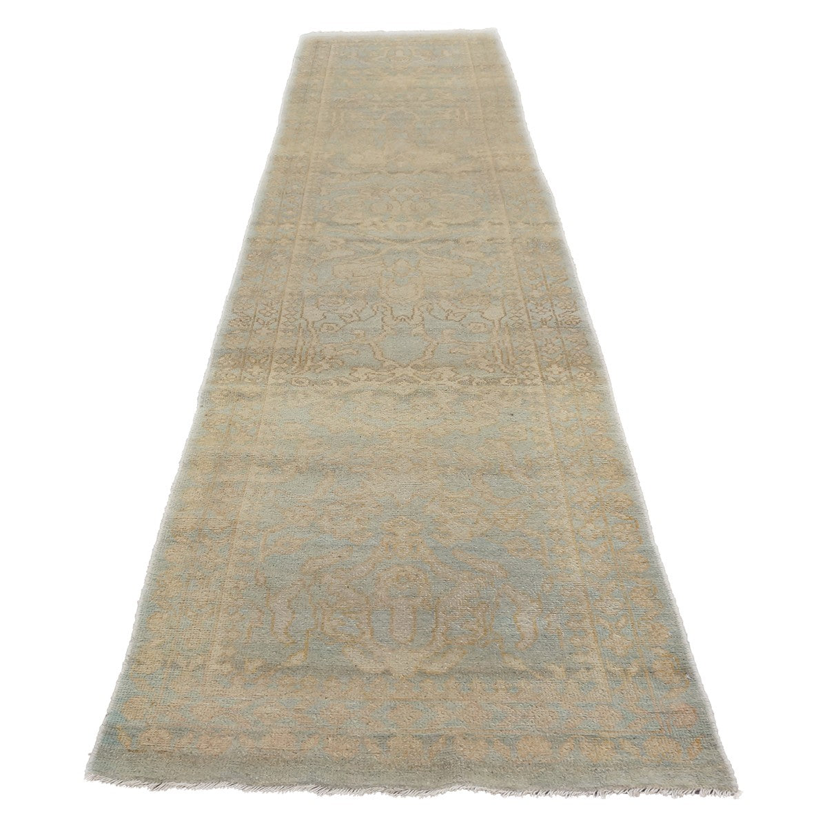 21st Century Sultanabad Soft Blue & Ivory 2'8" x 11'6" Wool Hall Runner #1143293 image 1
