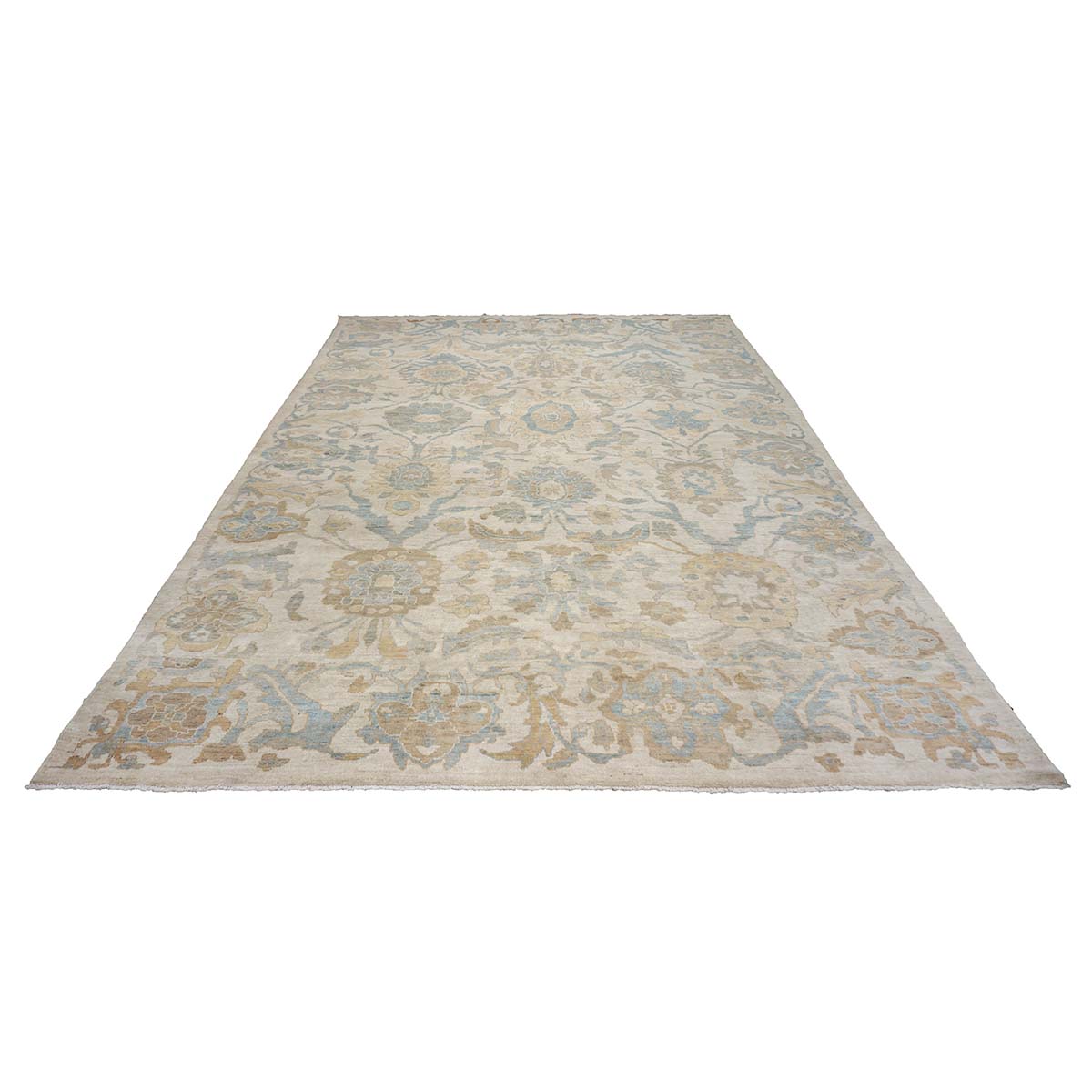 21st Century Persian Sultanabad 10x14 Ivory, Tan & Blue Handmade Area Rug #1141086 image 1