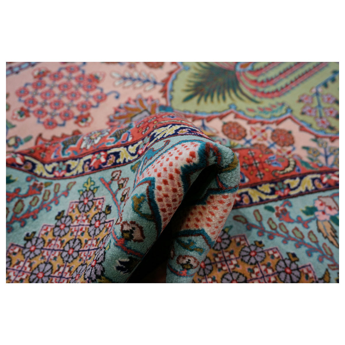 Antique 1930s Persian Tabriz Pahlavi 10x13 Light Pink, Blue & Peach Handmade Rug #9902586 image 10