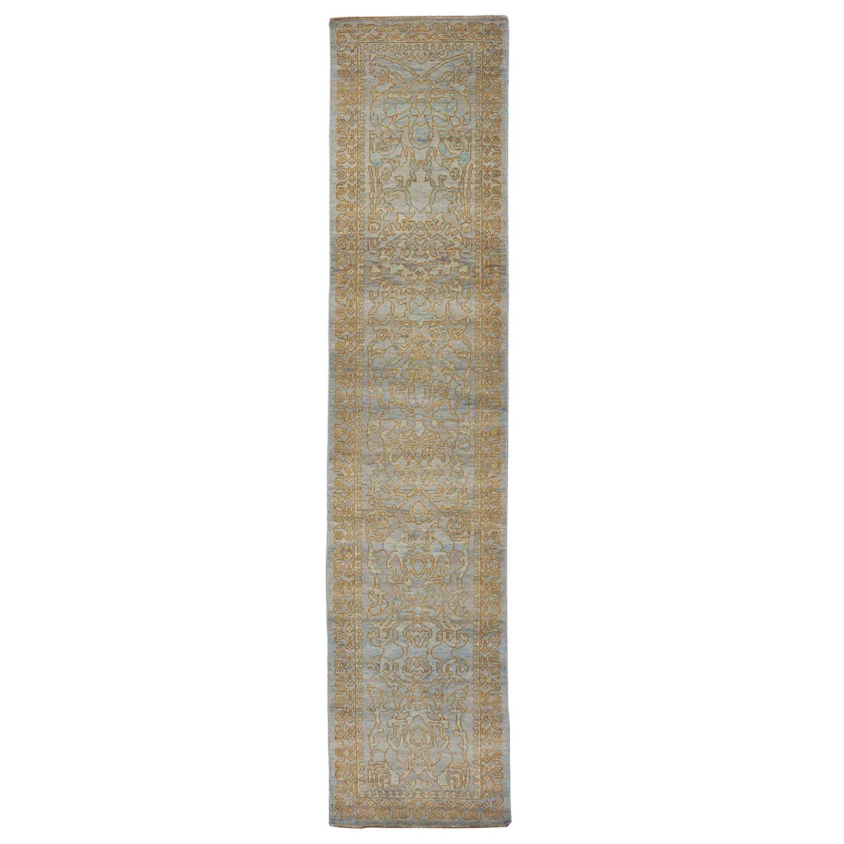 Sultanabad Master 3x12 Light Slate & Gold Hallway Runner Rug #1143677 image 0