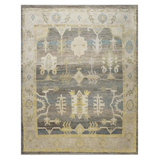 21st Century Turkish Oushak 10X13 Gold, Ivory & Charcoal Handmade Area Rug #1144101 image 0