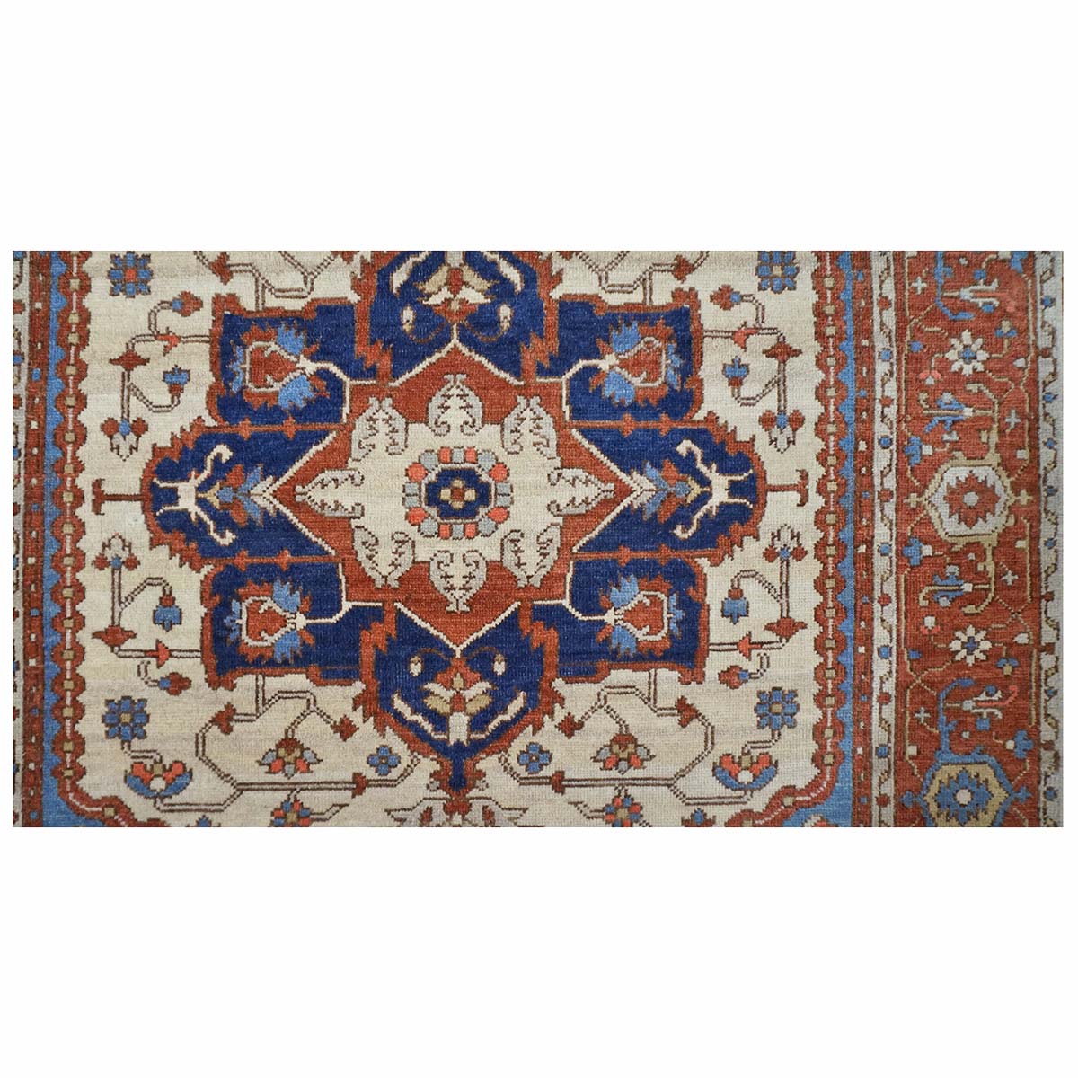 21st Century Serapi 5x7 Rust, Ivory, & Blue Handmade Area Rug #1143113 image 2