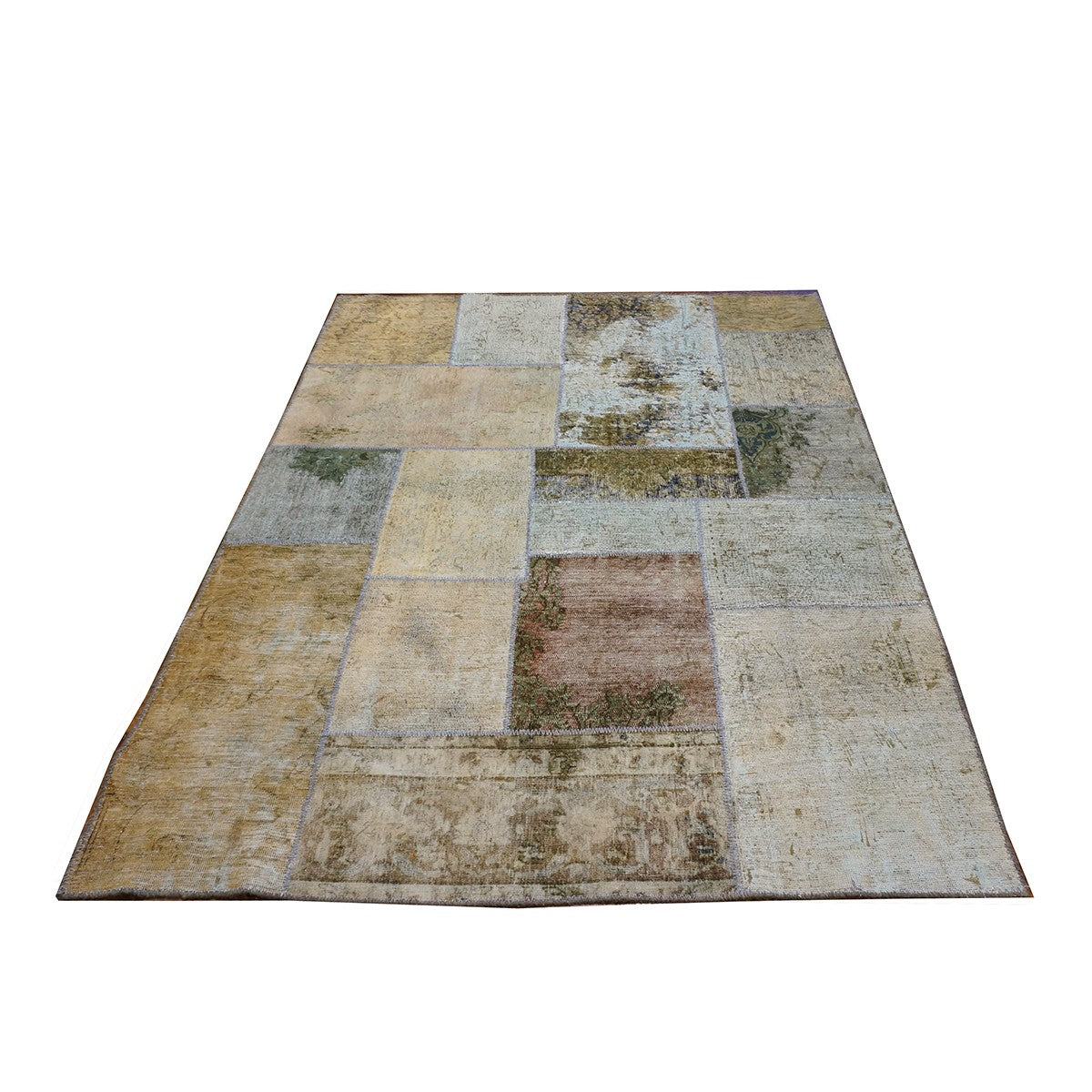 Vintage Persian Kerman Patchwork 5X5 Beige Area Rug #1142755 image 2