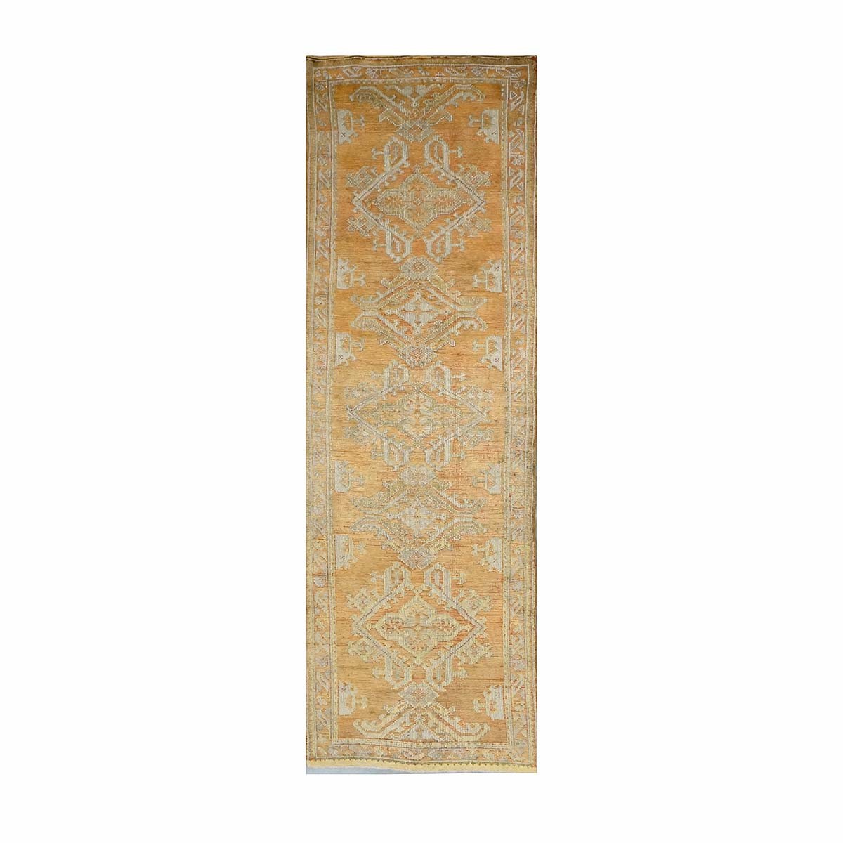 21st Century Turkish Oushak 3X11 Golden Beige & Khaki Handmade Area Rug #1140253 image 0