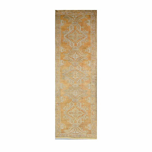 21st Century Turkish Oushak 3X11 Golden Beige & Khaki Handmade Area Rug #1140253 image 0