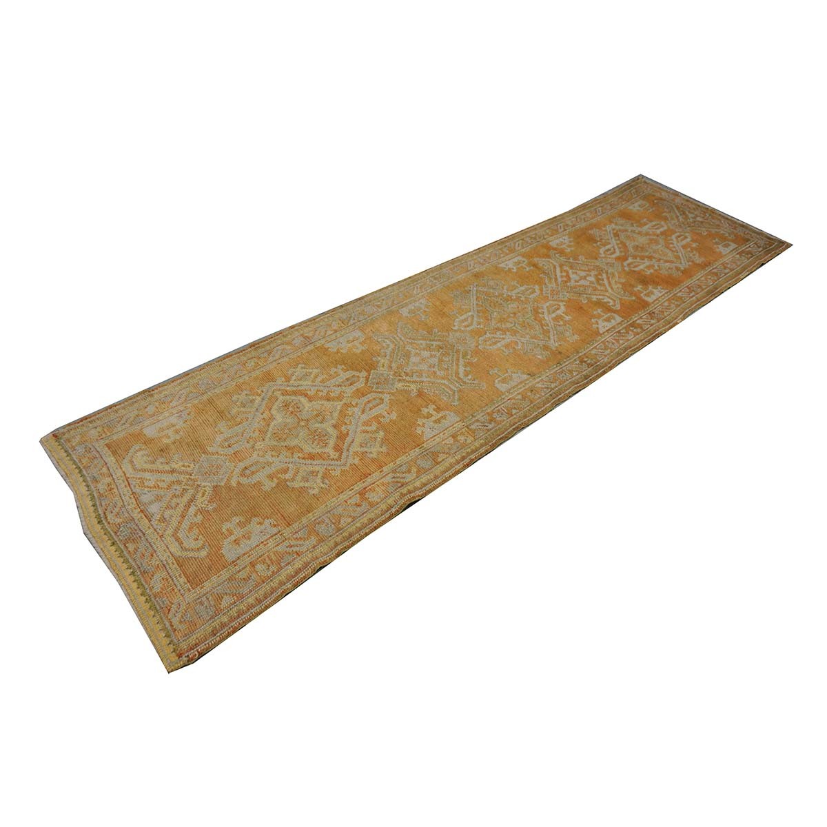 21st Century Turkish Oushak 3X11 Golden Beige & Khaki Handmade Area Rug #1140253 image 4