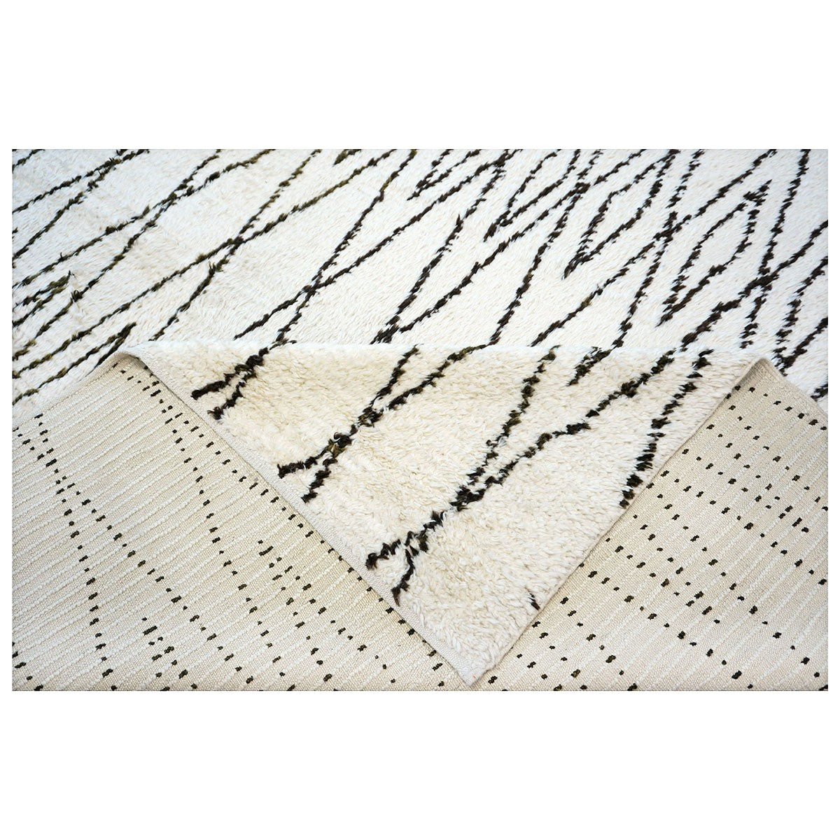 Vintage Beni Ourain Modern Morrocan 12x18 Ivory & Dark Brown Handmade Area Rug #AY101 image 8