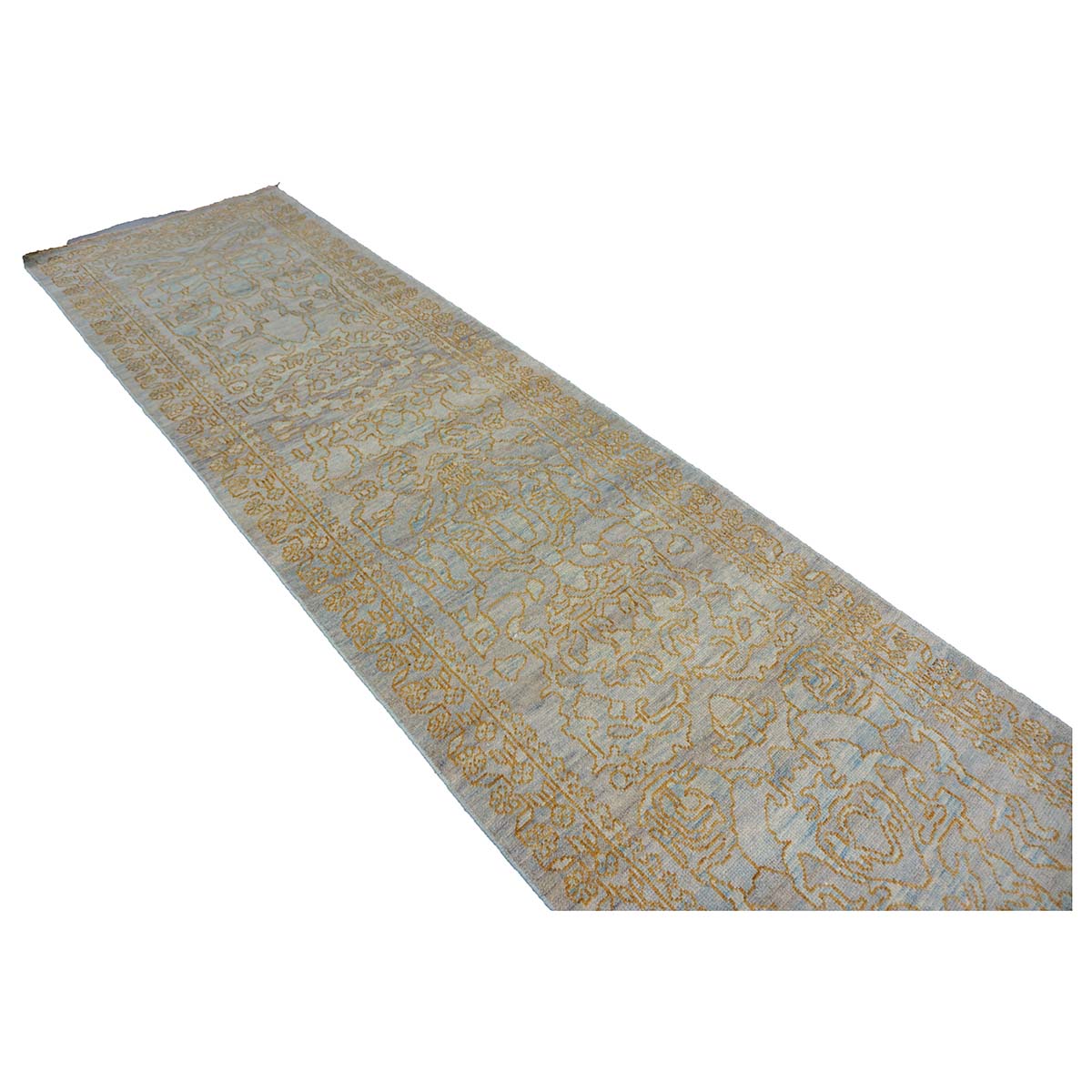 Sultanabad Master 3x12 Light Slate & Gold Hallway Runner Rug #1143679 image 5