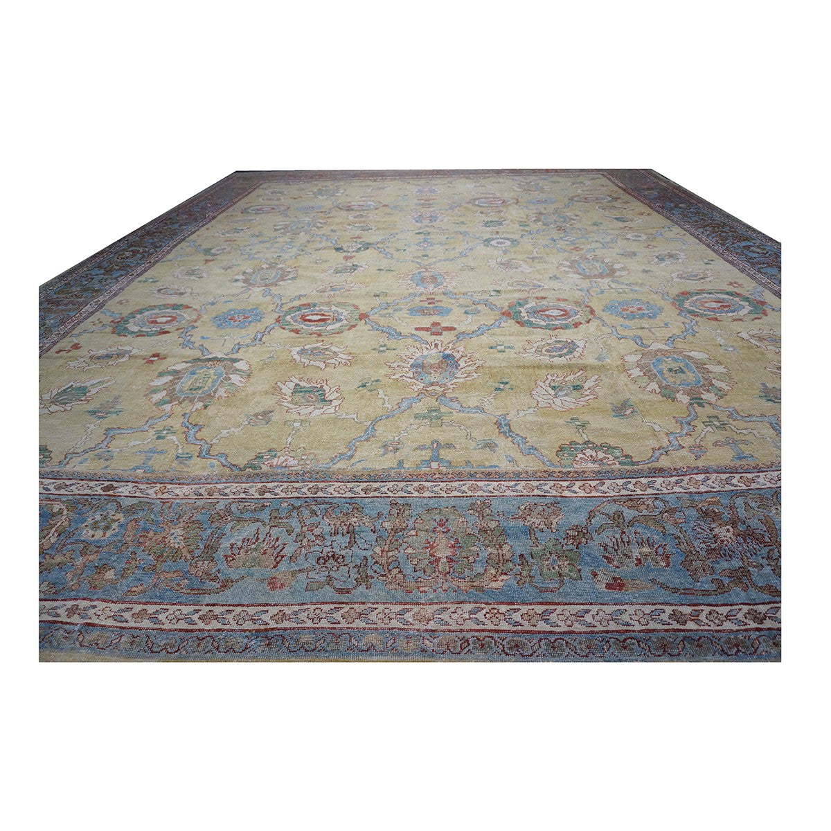 1880s Antique Persian Sultanabad Wool Rug 16x19 Tan Area Rug #1142157 image 2