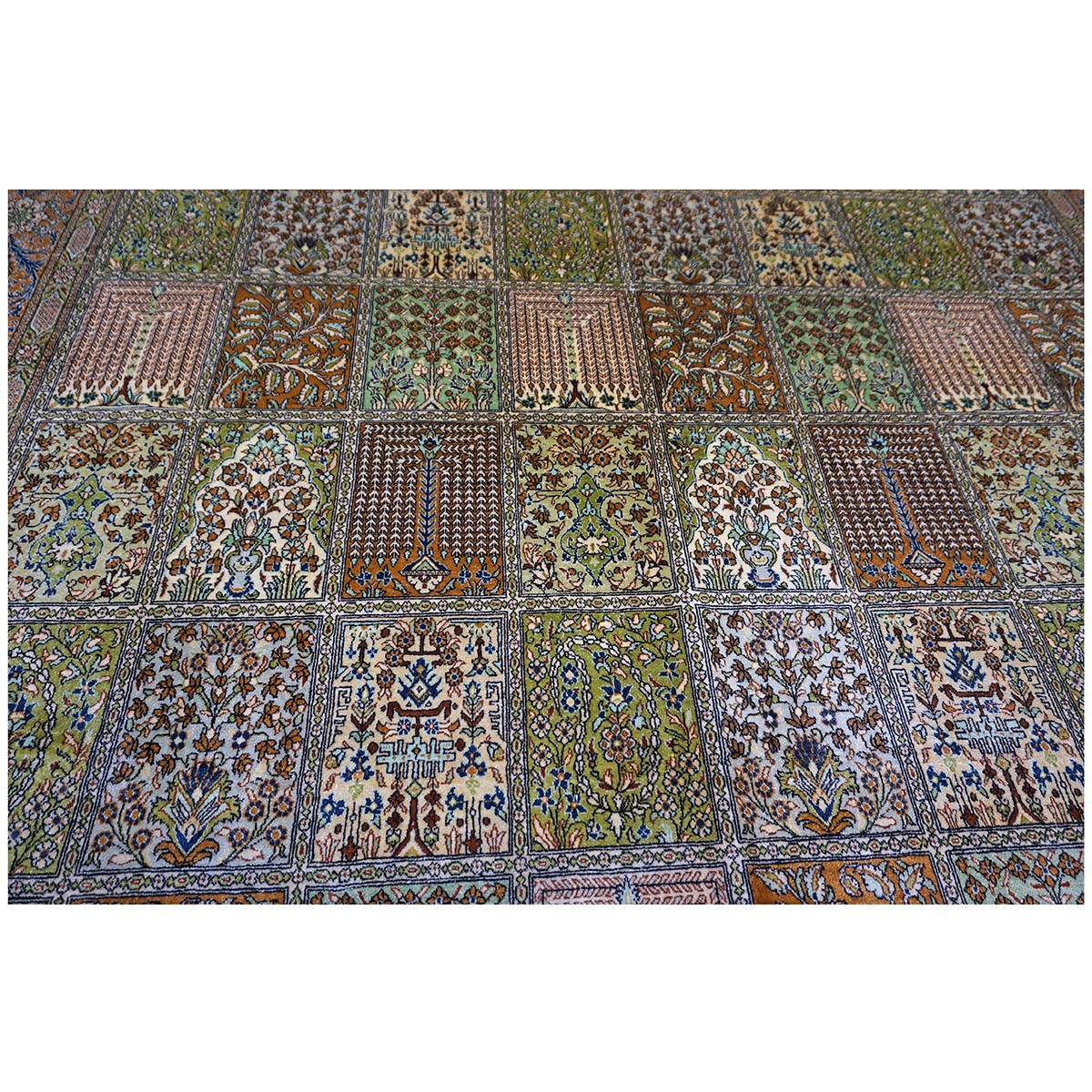 Vintage Persian Qum Silk 6x9 Orange & Ivory Handmade Area Rug #1144056 image 8