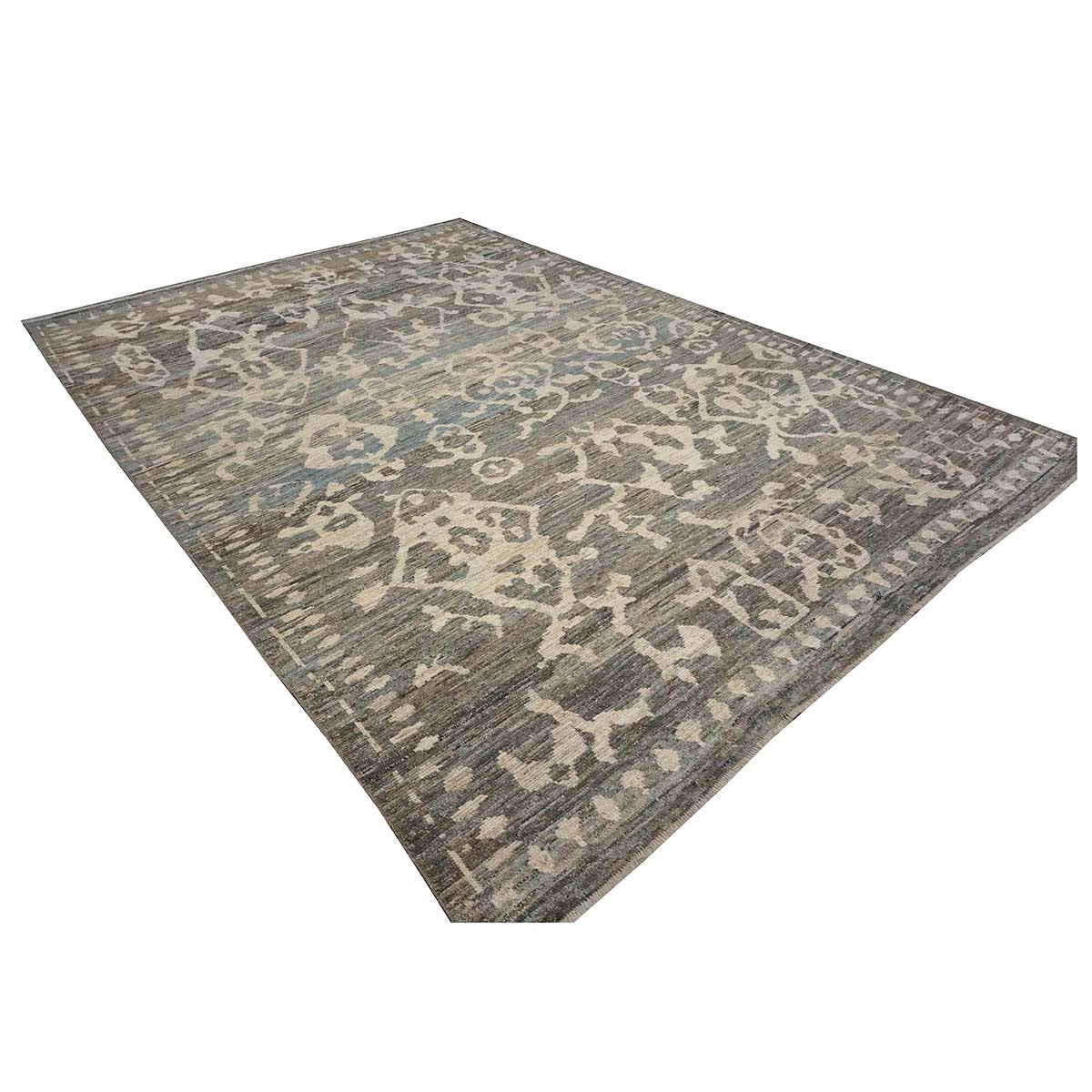 21st Century Turkish Oushak 8X12 Gray, Ivory & Charcoal  Handmade Area Rug #1144090 image 2