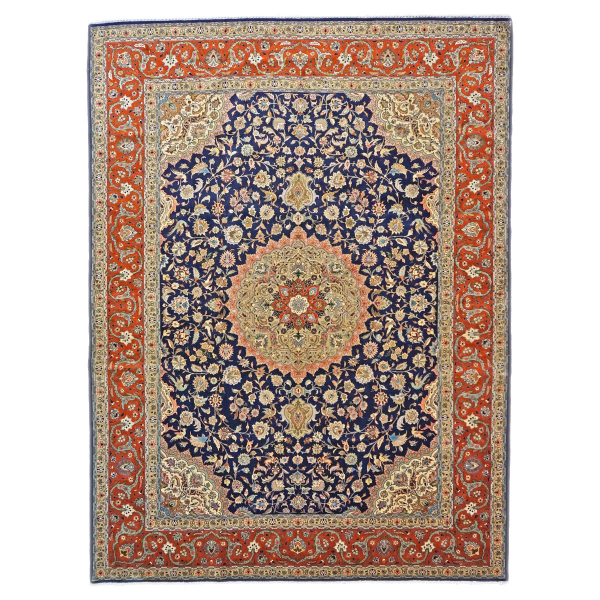 Antique Persian Tabriz 10x13 Navy & Rust Handmade Area Rug #1143896 image 0