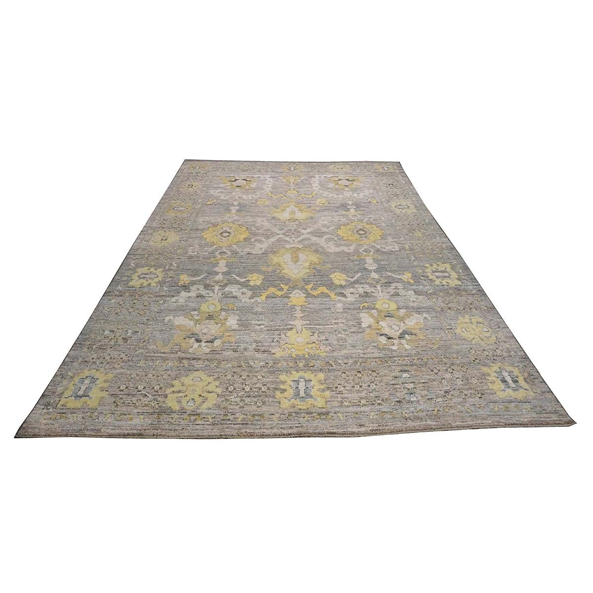 21st Century Turkish Oushak 9X13 Gold, Ivory & Gray Handmade Runner Rug #1144083 image 4