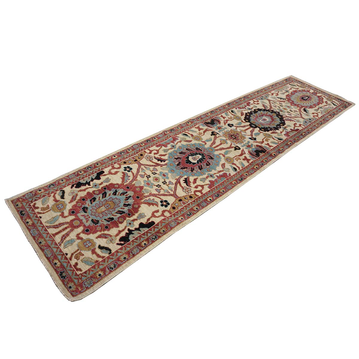 21st Century Sultanabad 3x12 Ivory, Red, & Blue Hallway Runner Rug #1143666 image 2