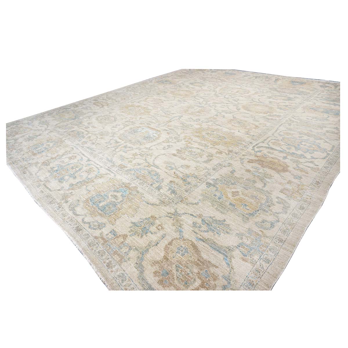 21st Century Persian Sultanabad 12x14 Ivory & Tan Handmade Area Rug #1142482 image 4