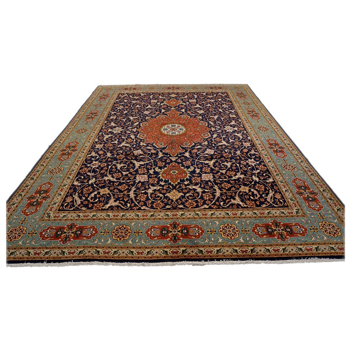 Vintage Persian Tabriz 10X13 Navy Area Rug #9902146 image 3