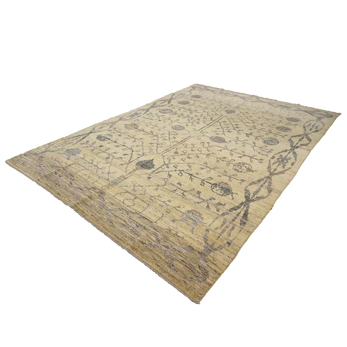 21st Century Turkish Oushak 8x12 Yellow, Blue, & Charcoal Area Rug #1144071 image 3