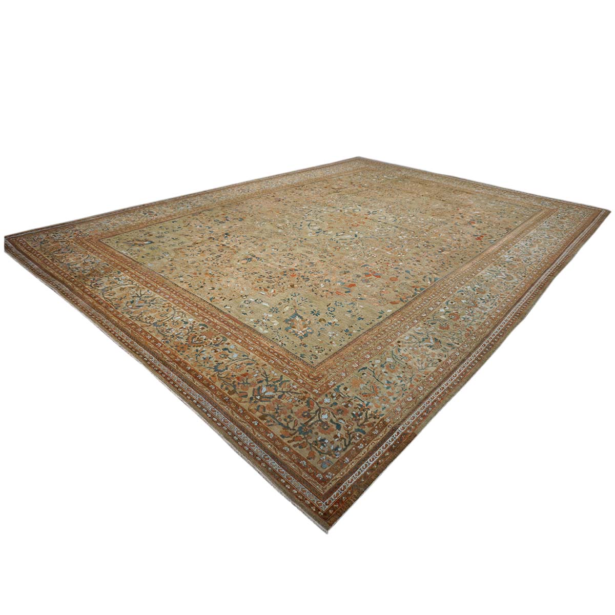 Antique Ziegler Sultanabad 15X21 Wool&Silk Tan Palace Size Rug #9902456 image 6